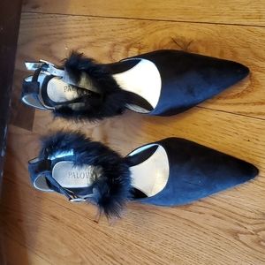 PALOVIO HEELS FUR STRAP 9 STY NO S-6888 3" BLACK